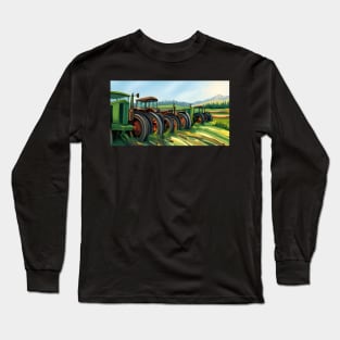 Old green tractors out standing in a field Long Sleeve T-Shirt